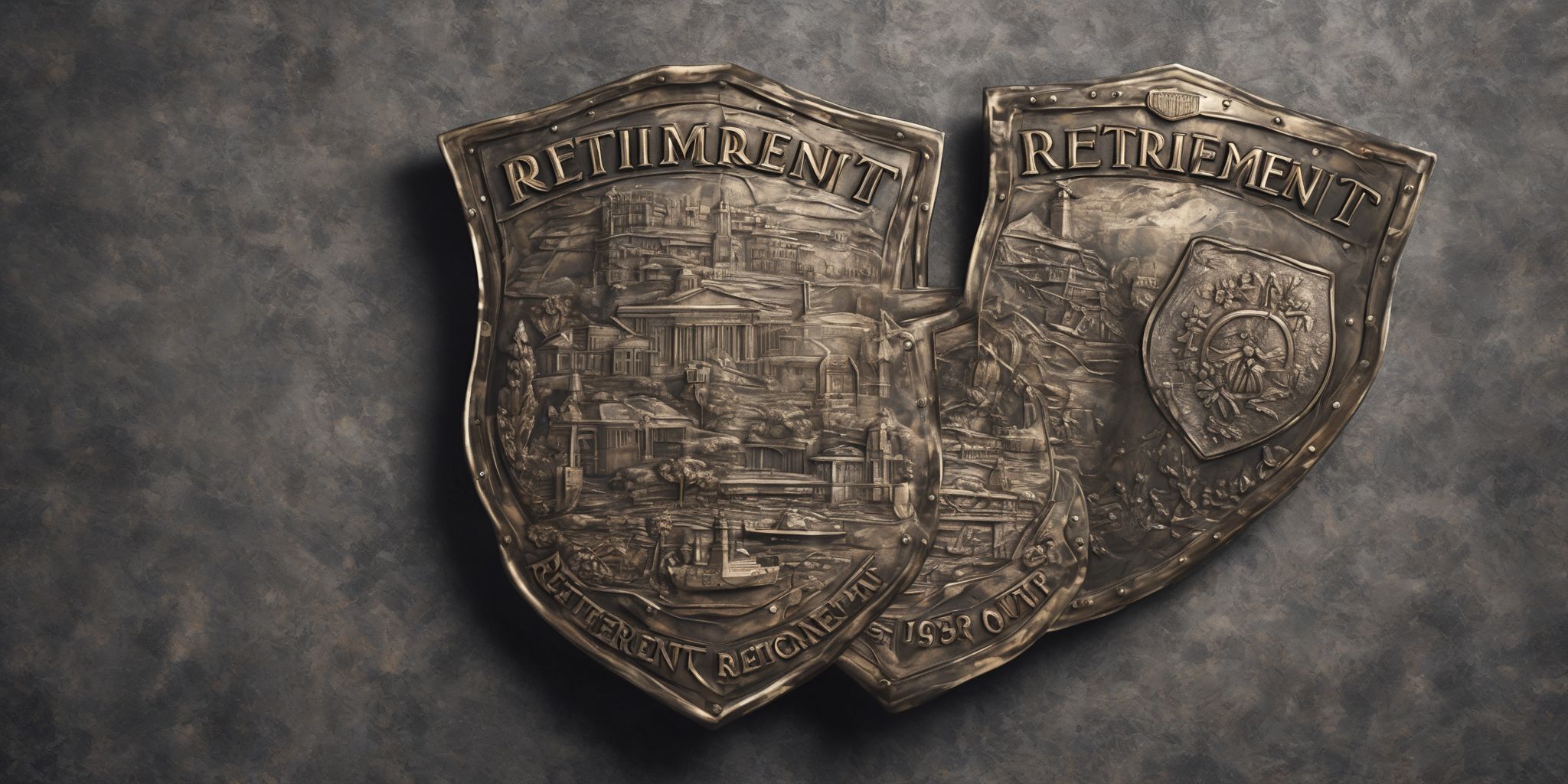 Retirement Shield  in realistic, photographic style
