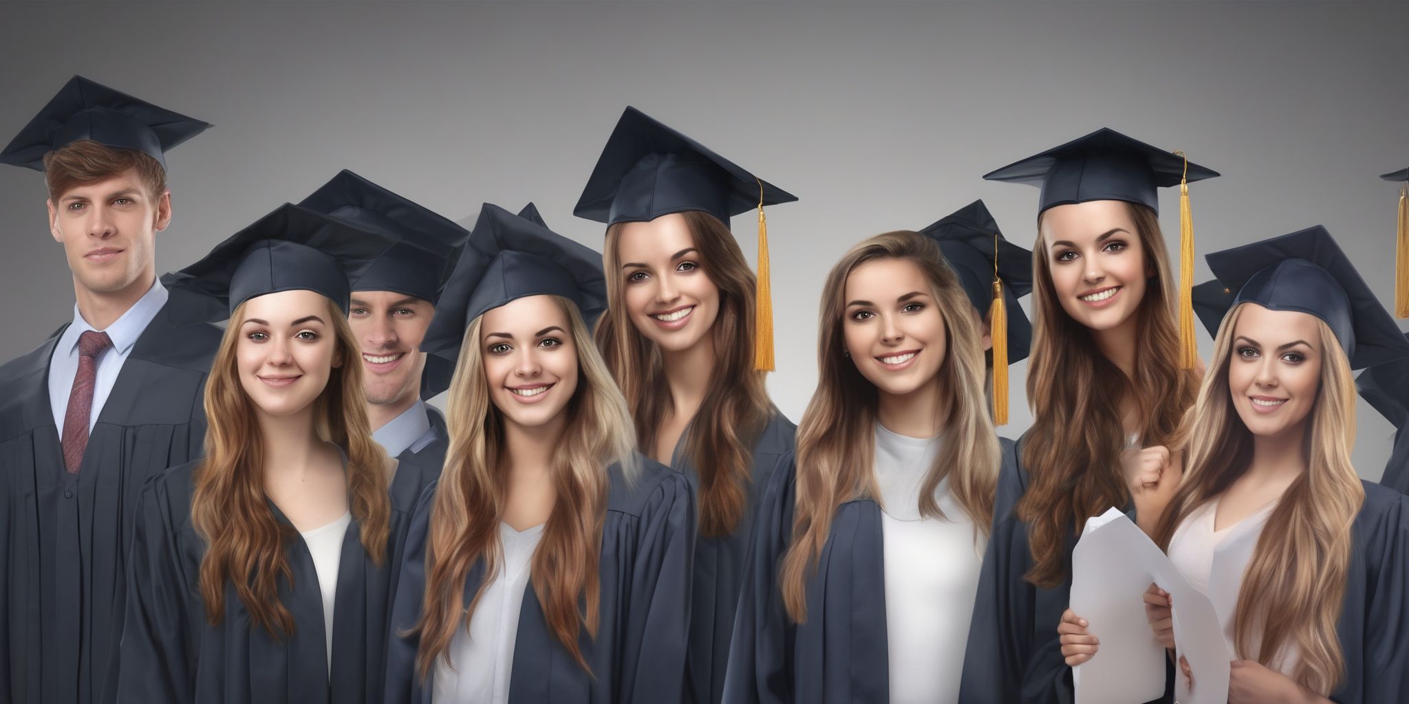 Graduates  in realistic, photographic style