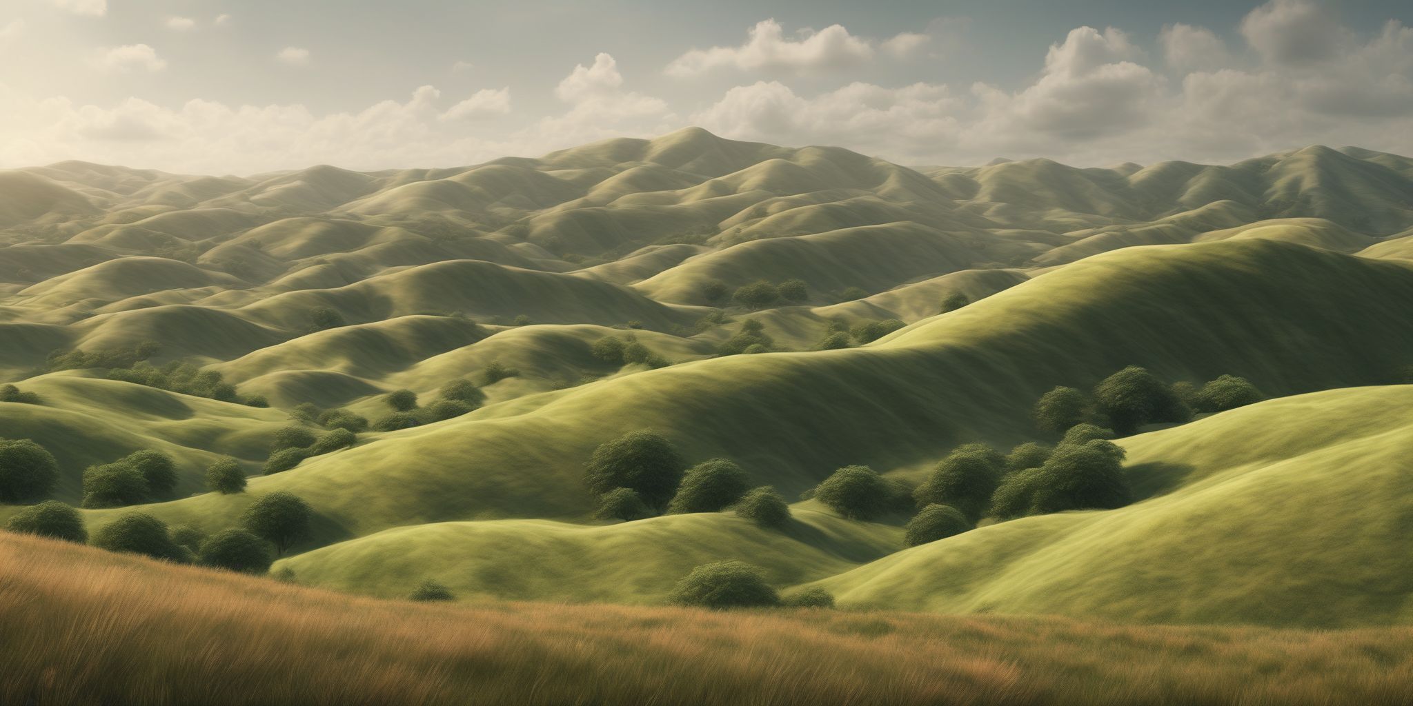 Rolling hills  in realistic, photographic style