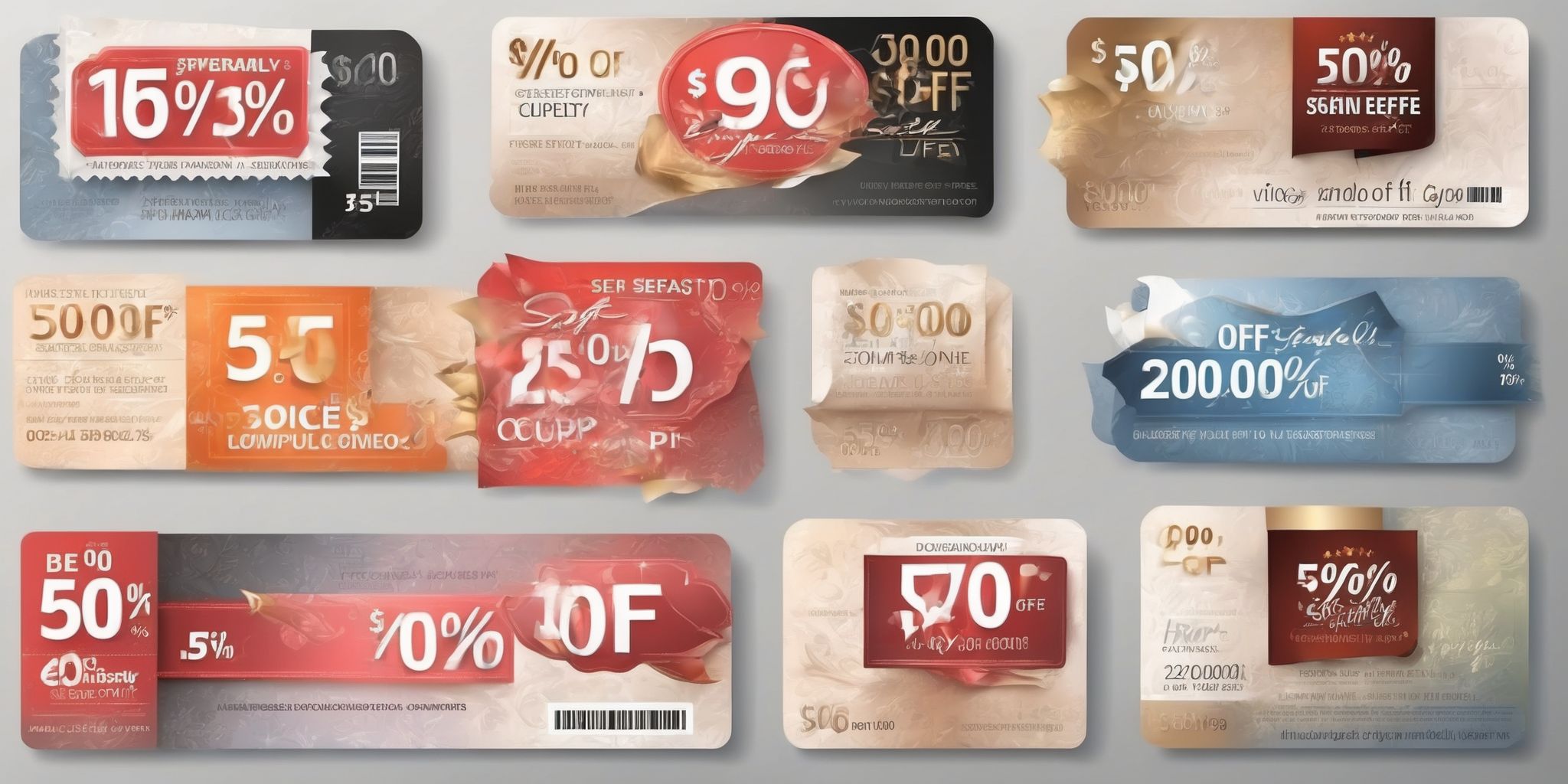 Discount coupons  in realistic, photographic style