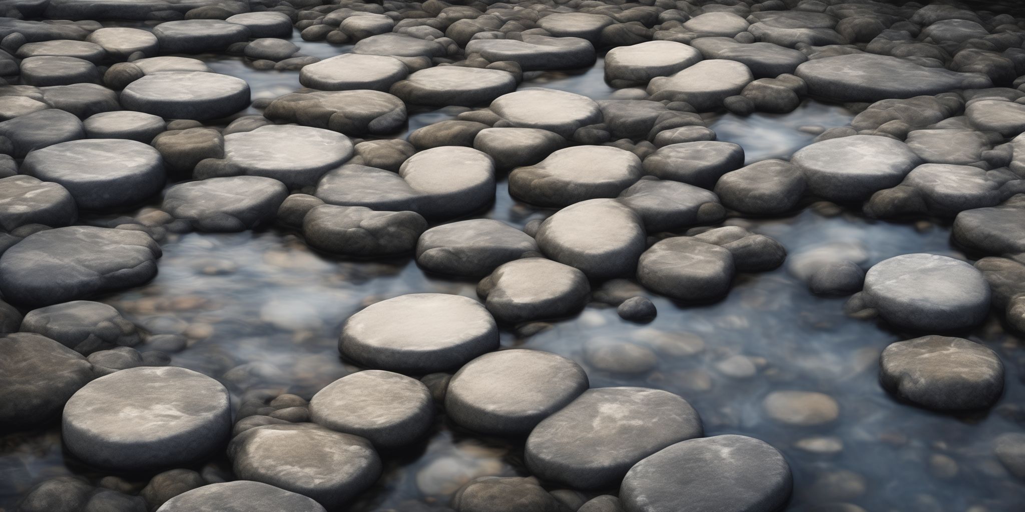 Stepping stones  in realistic, photographic style