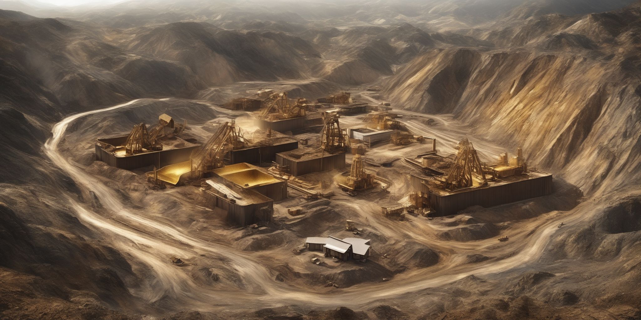 Gold mine  in realistic, photographic style