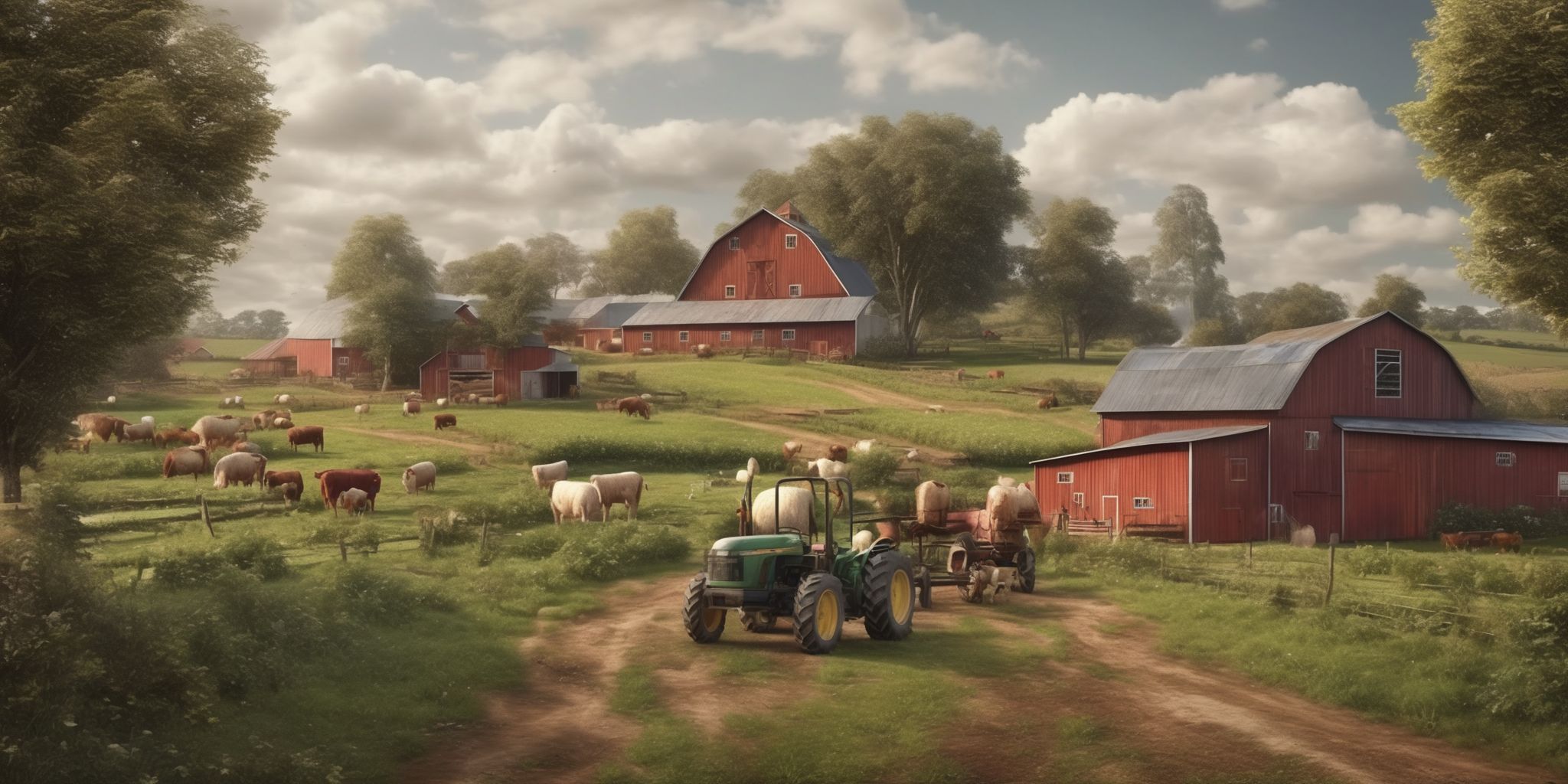 Farm  in realistic, photographic style