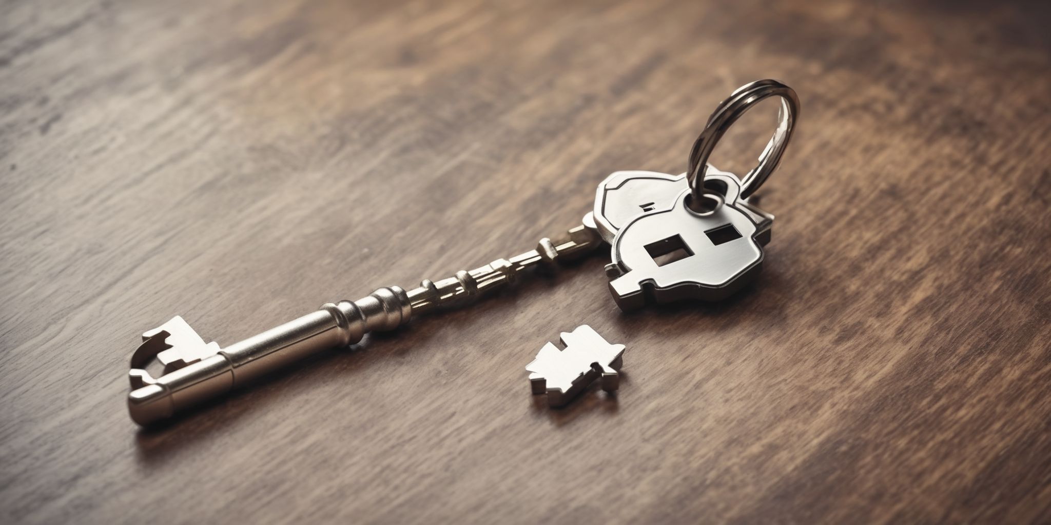 Mortgage: House key  in realistic, photographic style