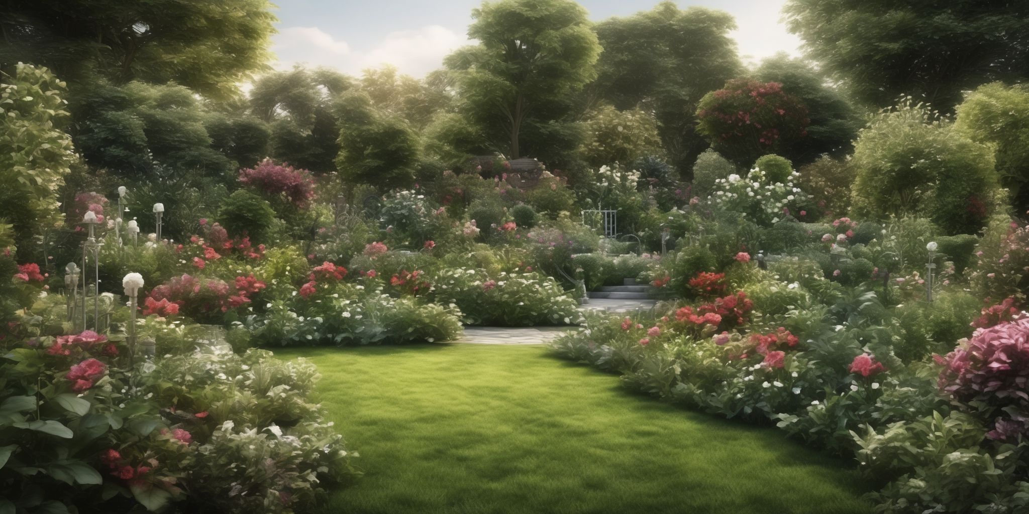 Garden  in realistic, photographic style