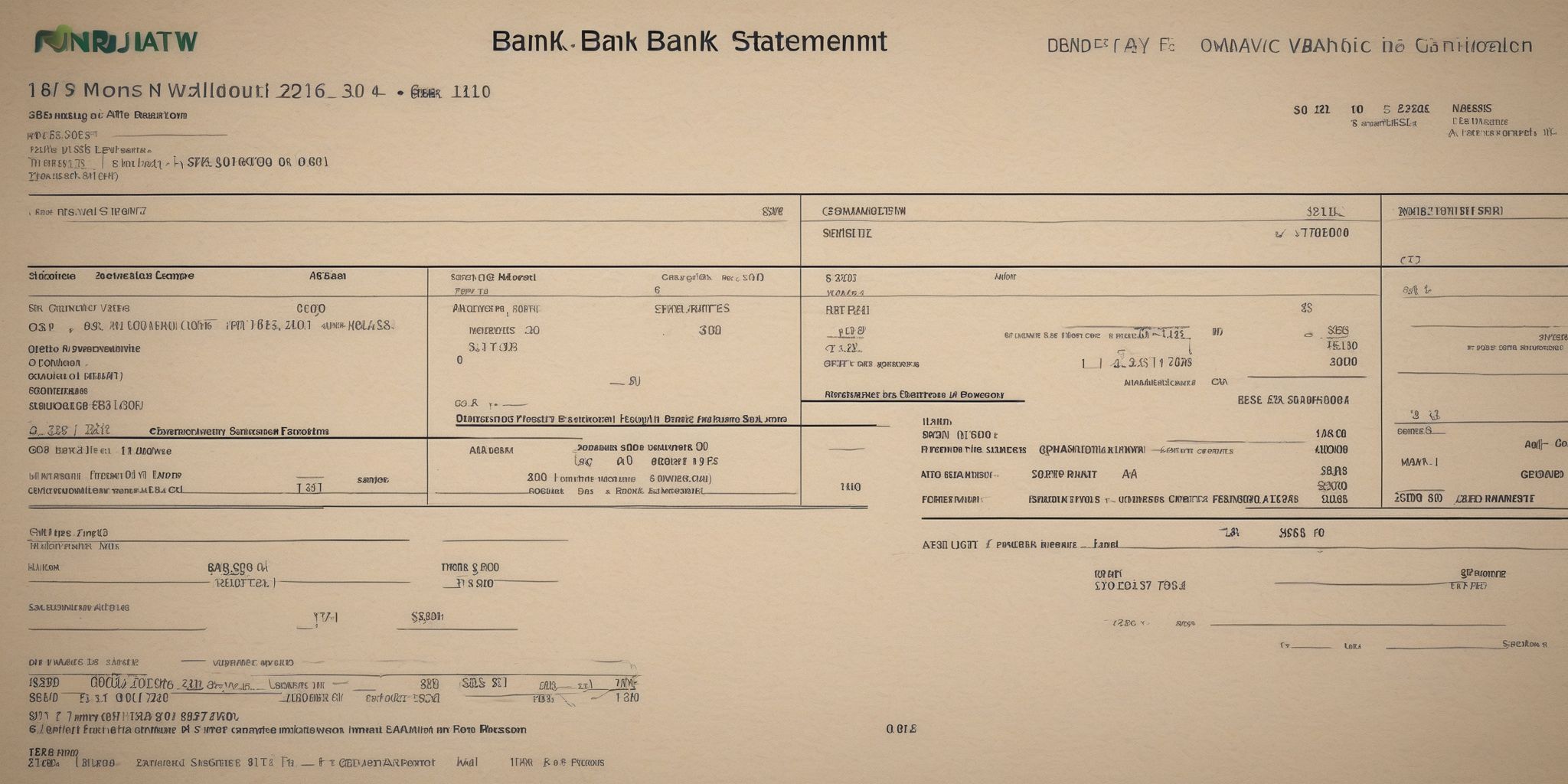 Bank statement  in realistic, photographic style