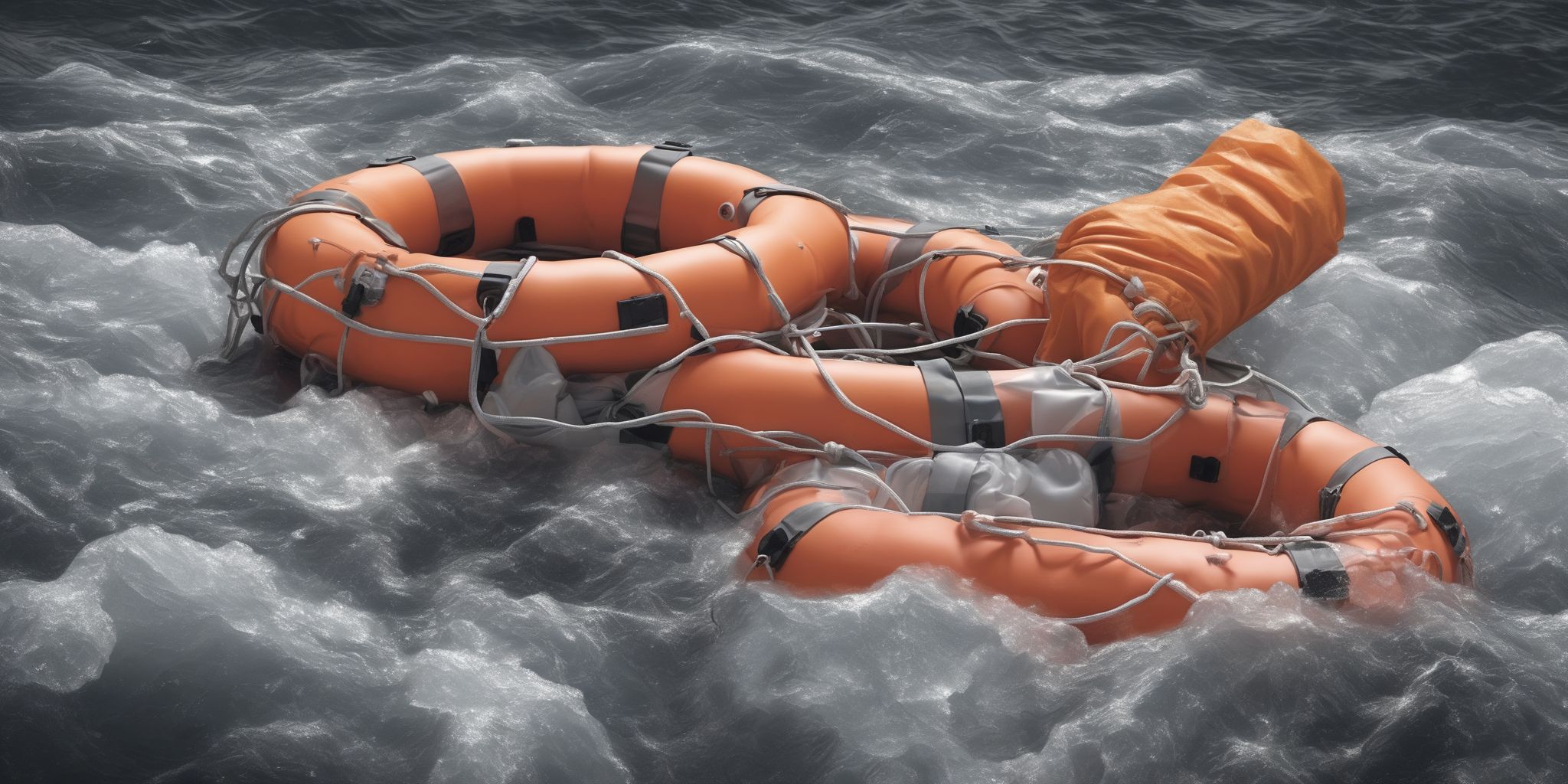 Life raft  in realistic, photographic style