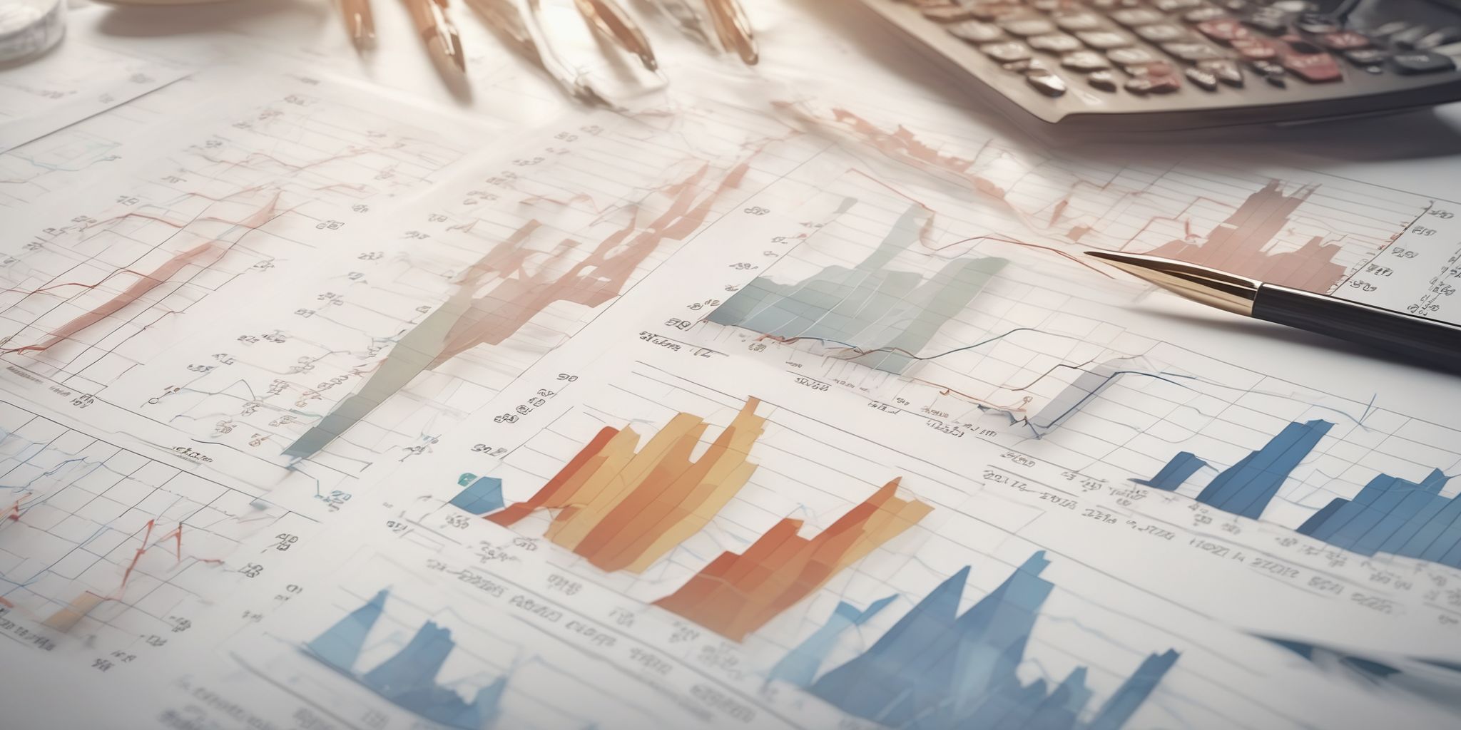 Financial charts  in realistic, photographic style