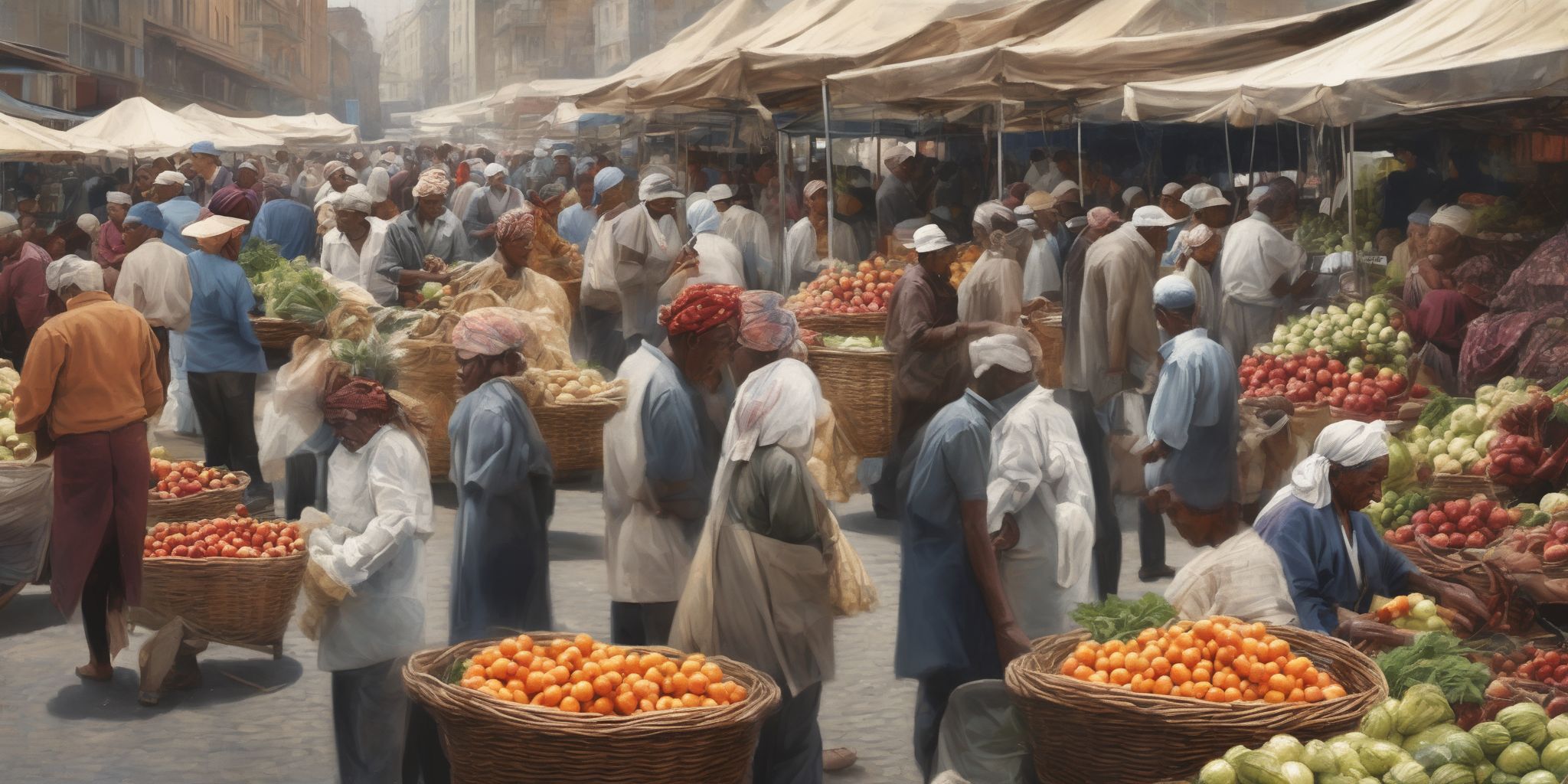 Market participants  in realistic, photographic style