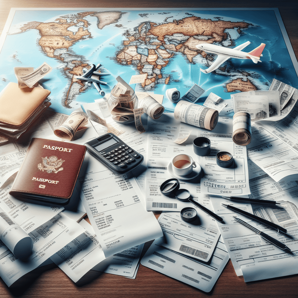 Travel expenses  in realistic, photographic style