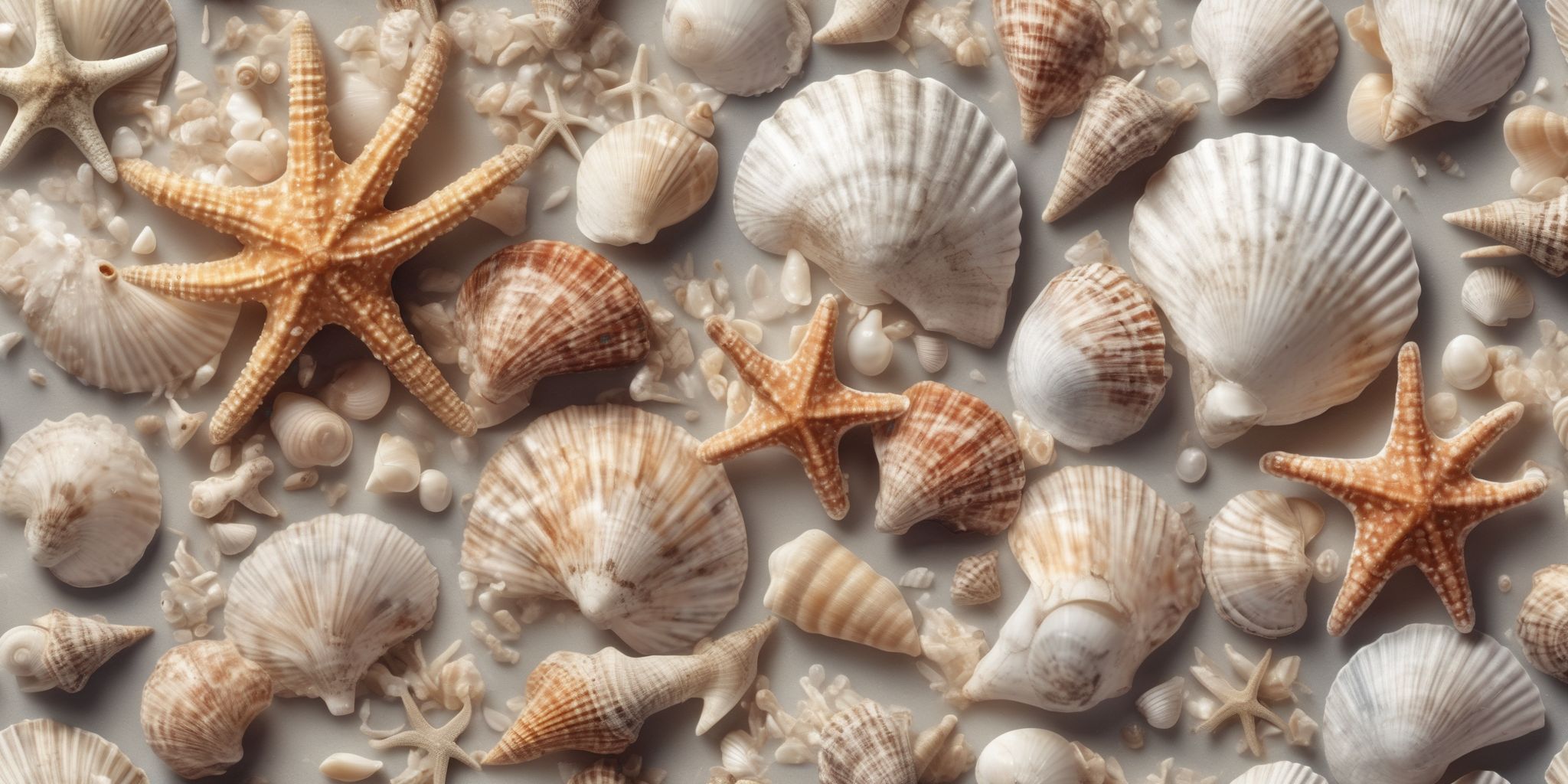 Seashells  in realistic, photographic style