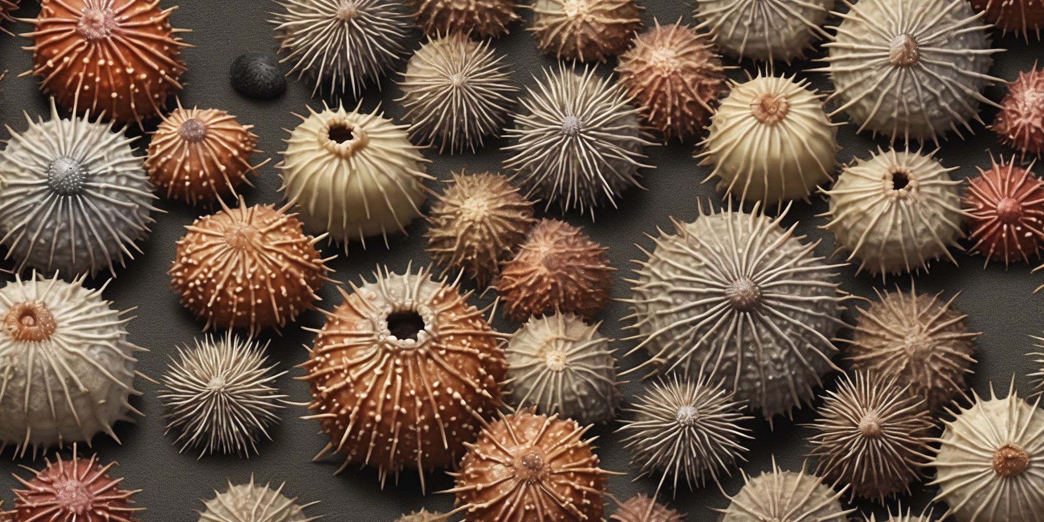 Collection urchin  in realistic, photographic style