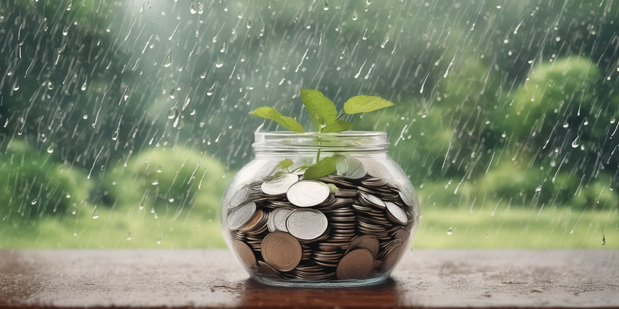 Rainy day fund  in realistic, photographic style