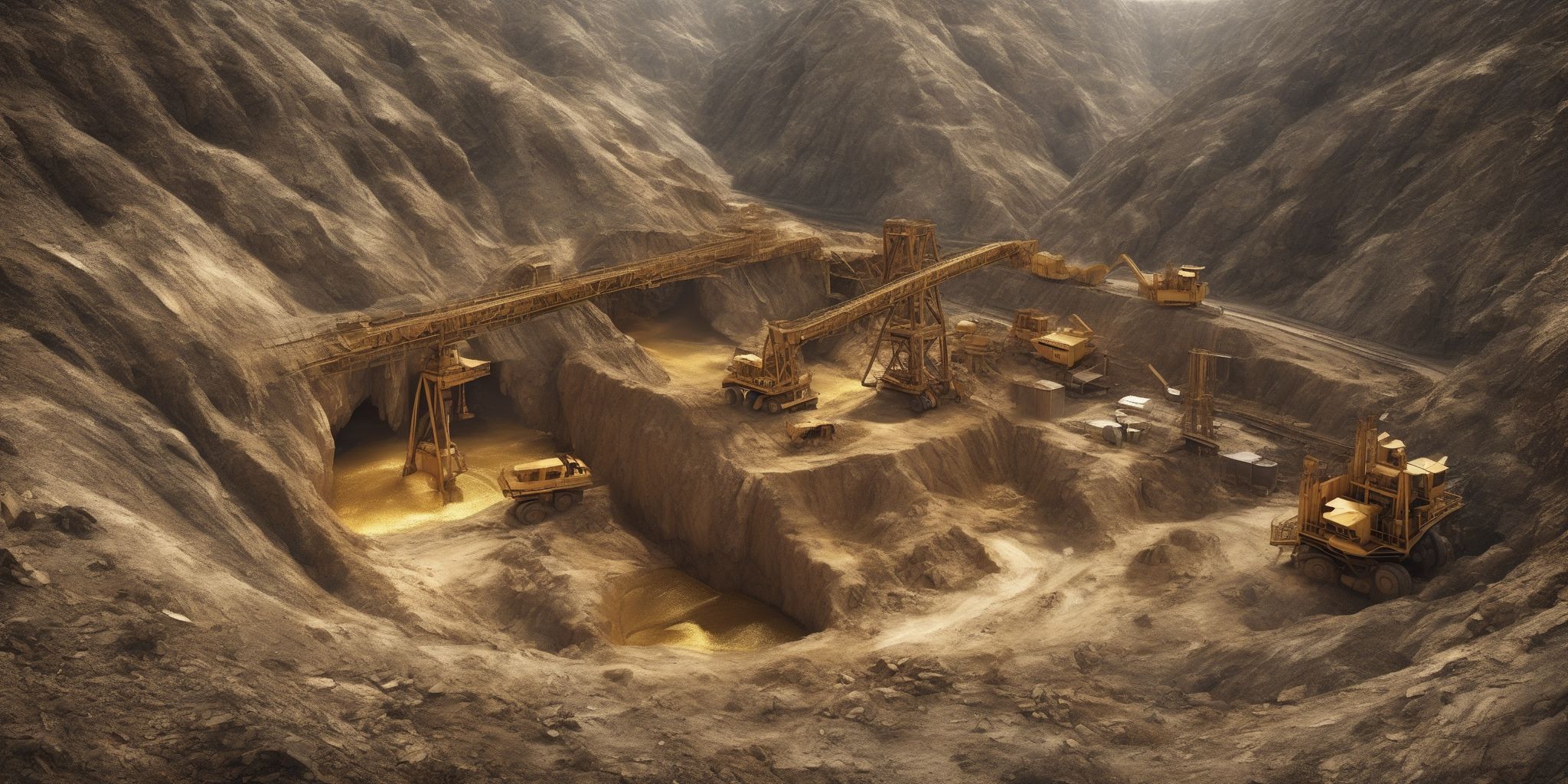 Gold mine  in realistic, photographic style