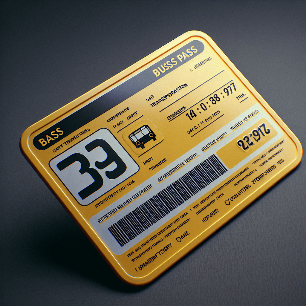 Public transportation: Bus pass  in realistic, photographic style