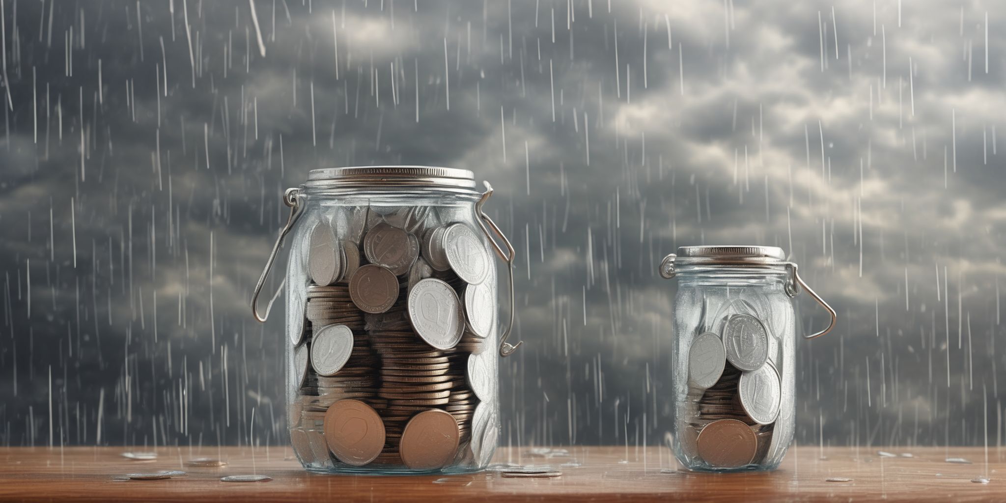 Rainy day fund  in realistic, photographic style