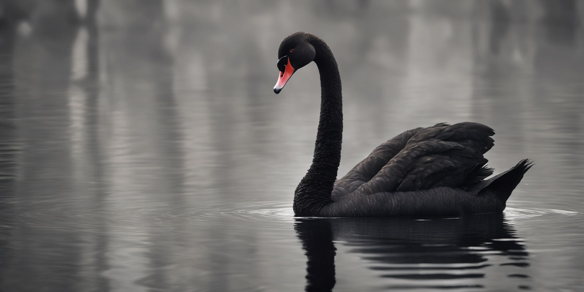 Black swan  in realistic, photographic style