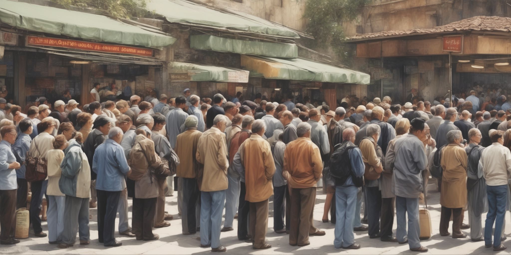 Queue  in realistic, photographic style
