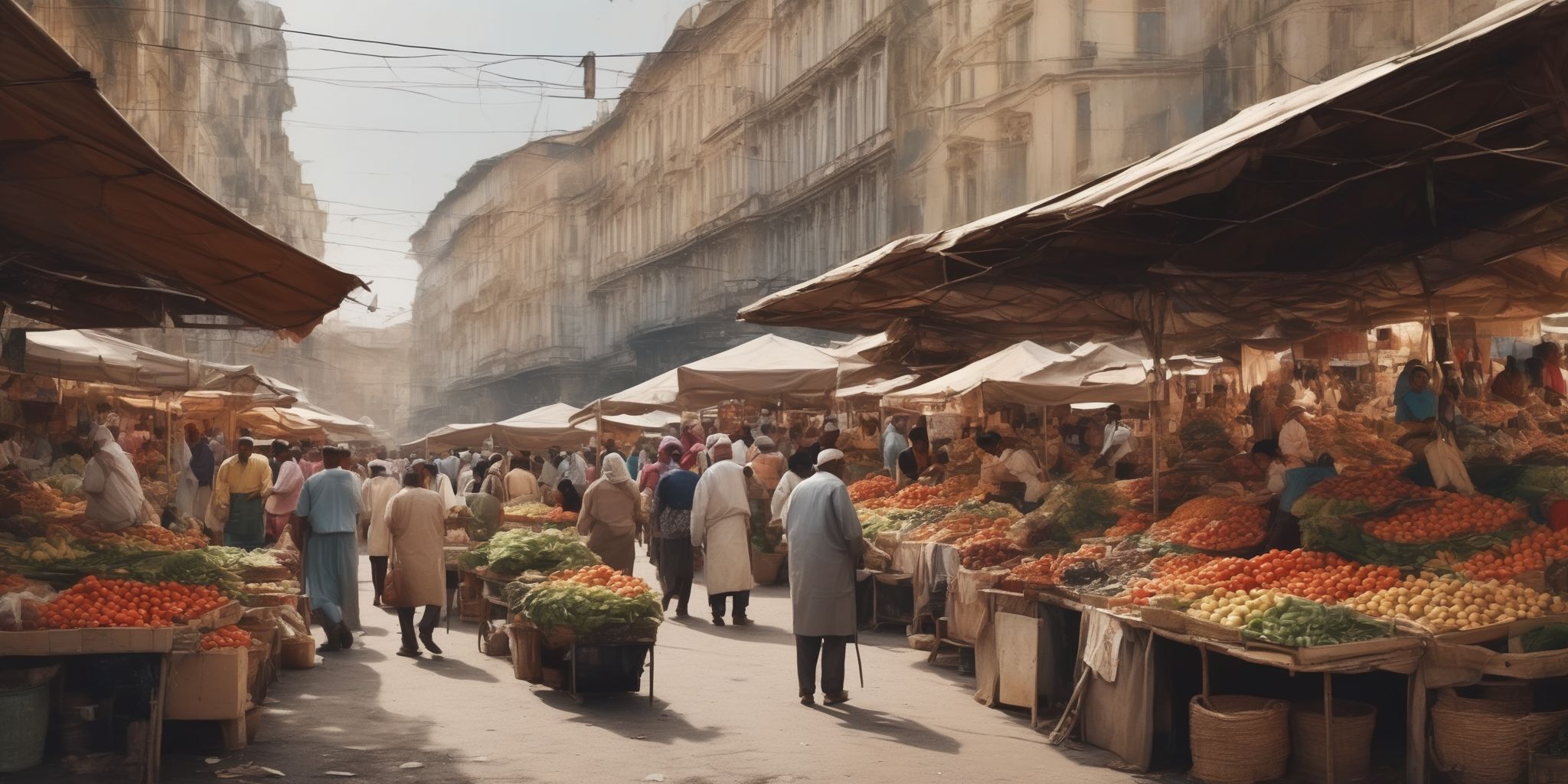 Market  in realistic, photographic style