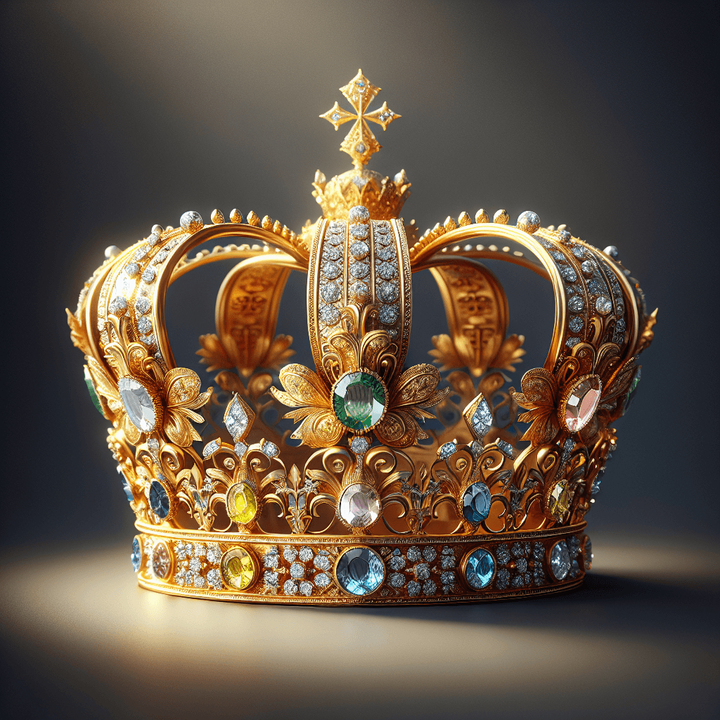 Golden crown  in realistic, photographic style