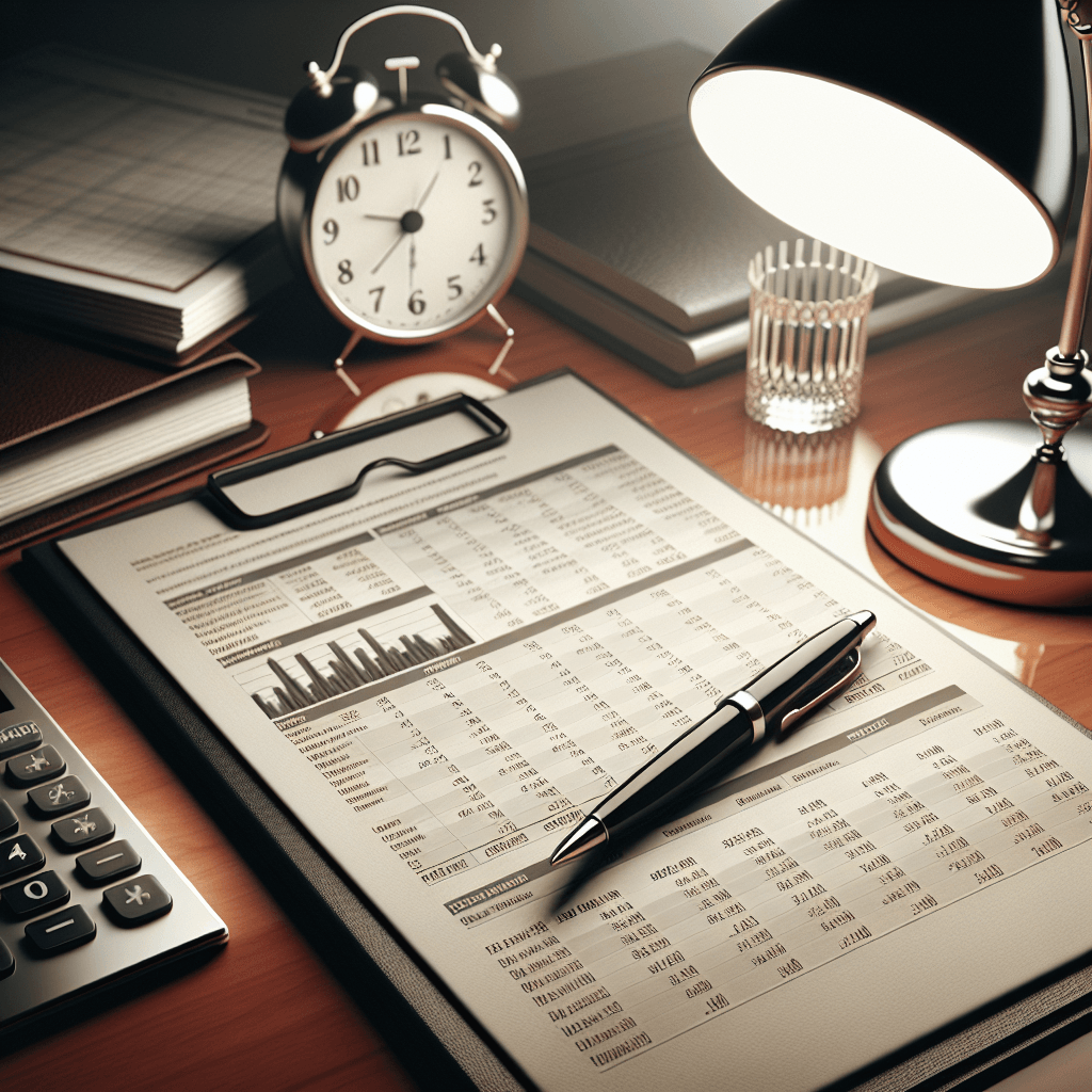 Financial statements  in realistic, photographic style