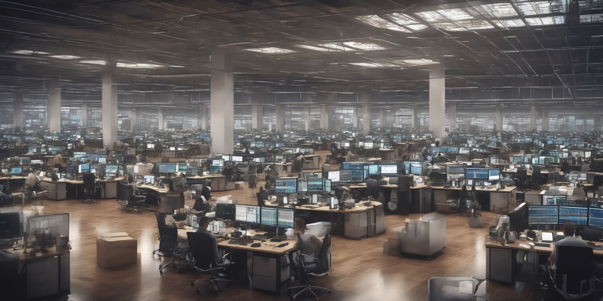 Trading floor  in realistic, photographic style