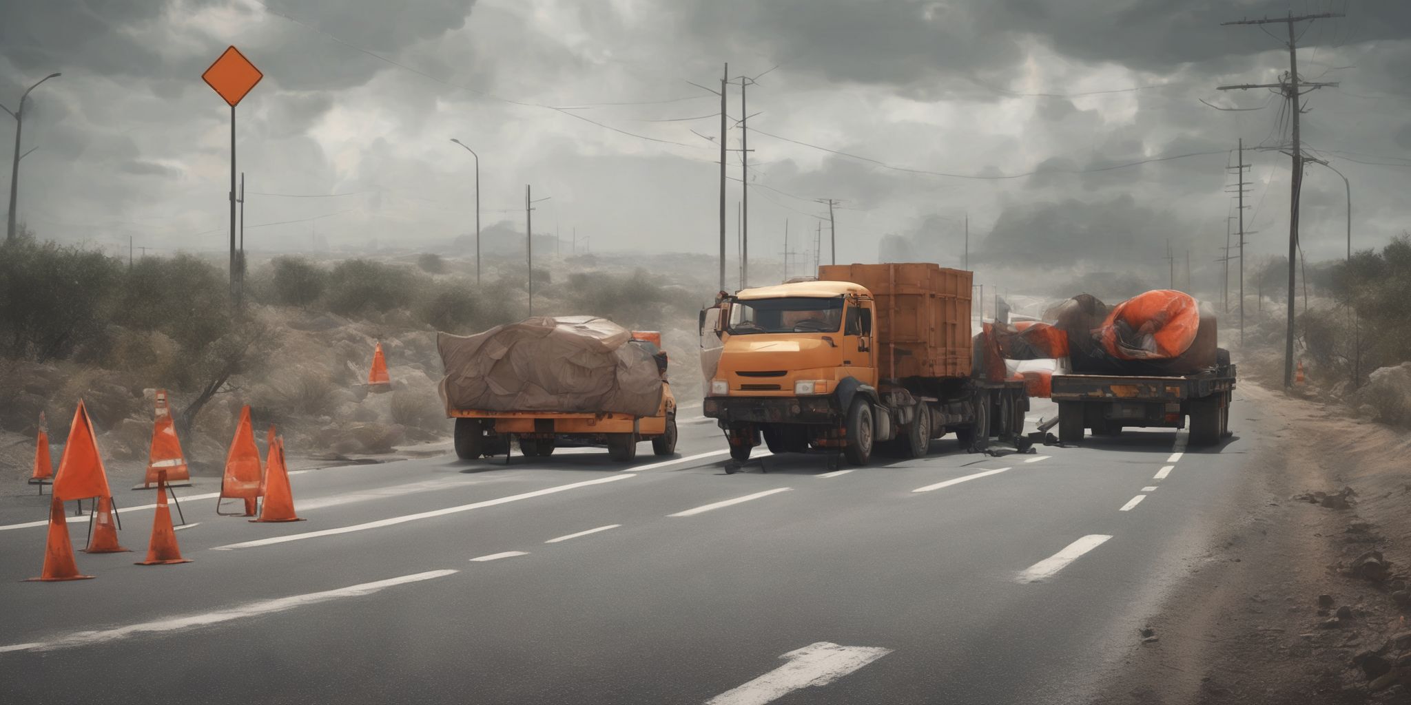 Roadblock  in realistic, photographic style