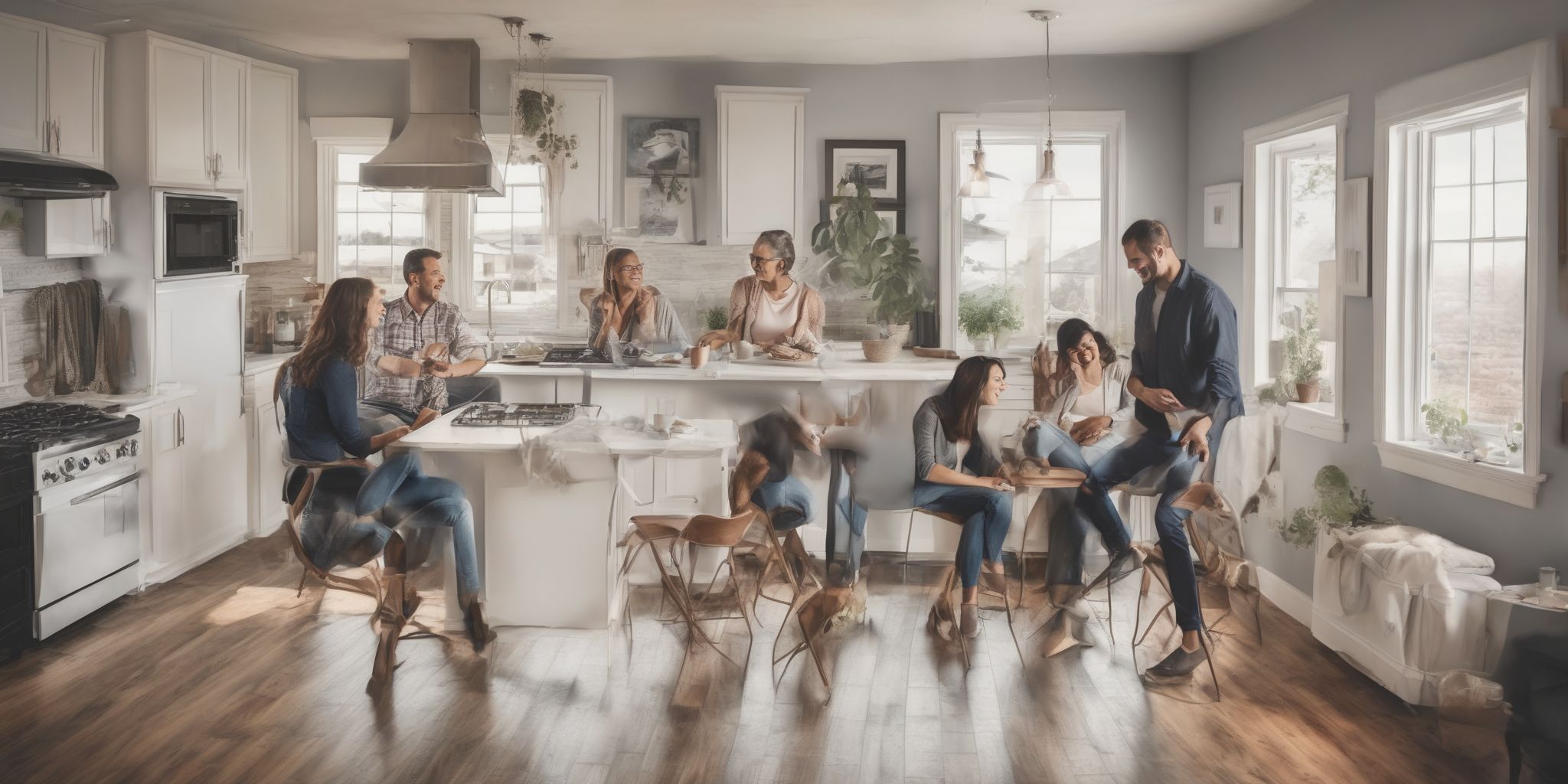 Homebuyers  in realistic, photographic style