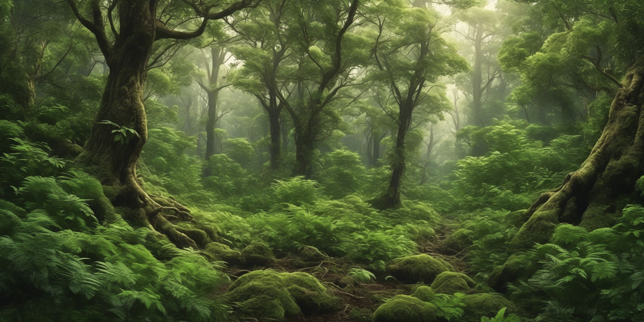 Lush forest  in realistic, photographic style