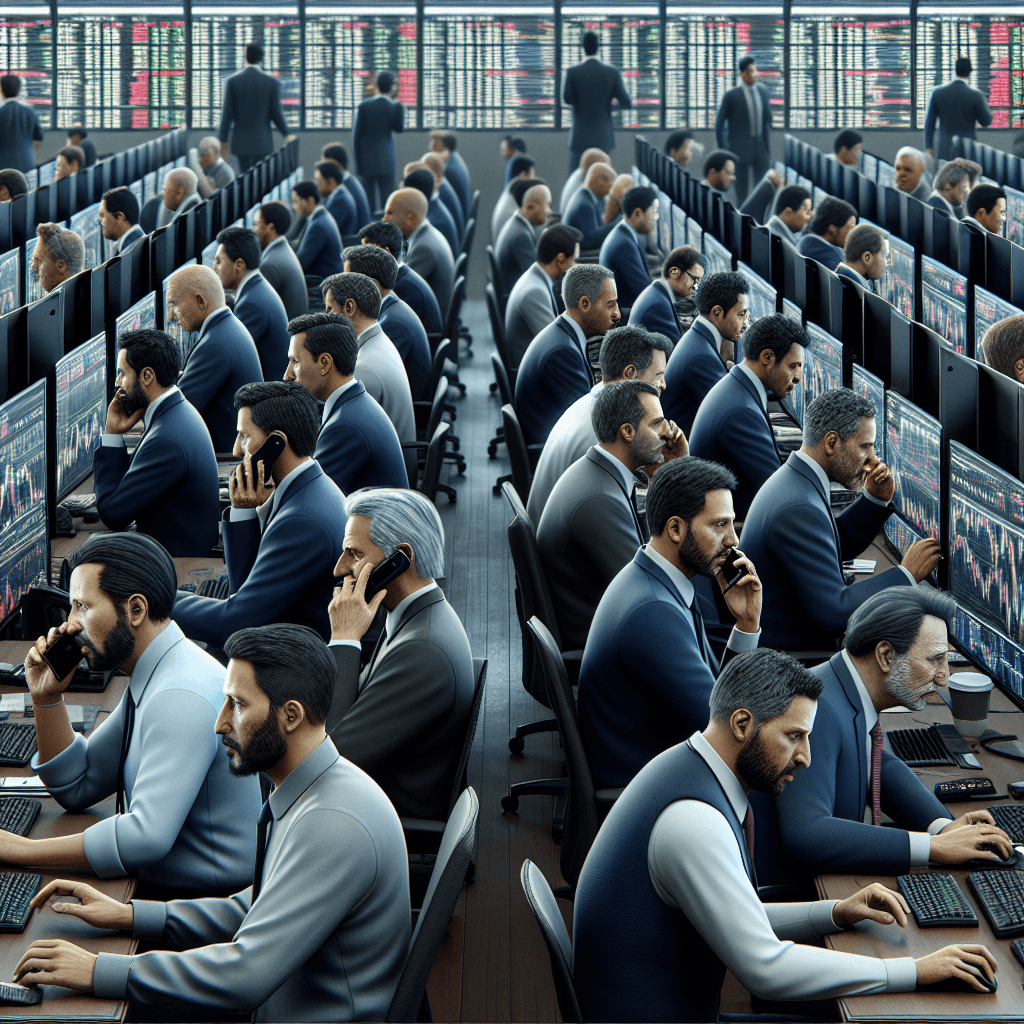 Trading Floor  in realistic, photographic style