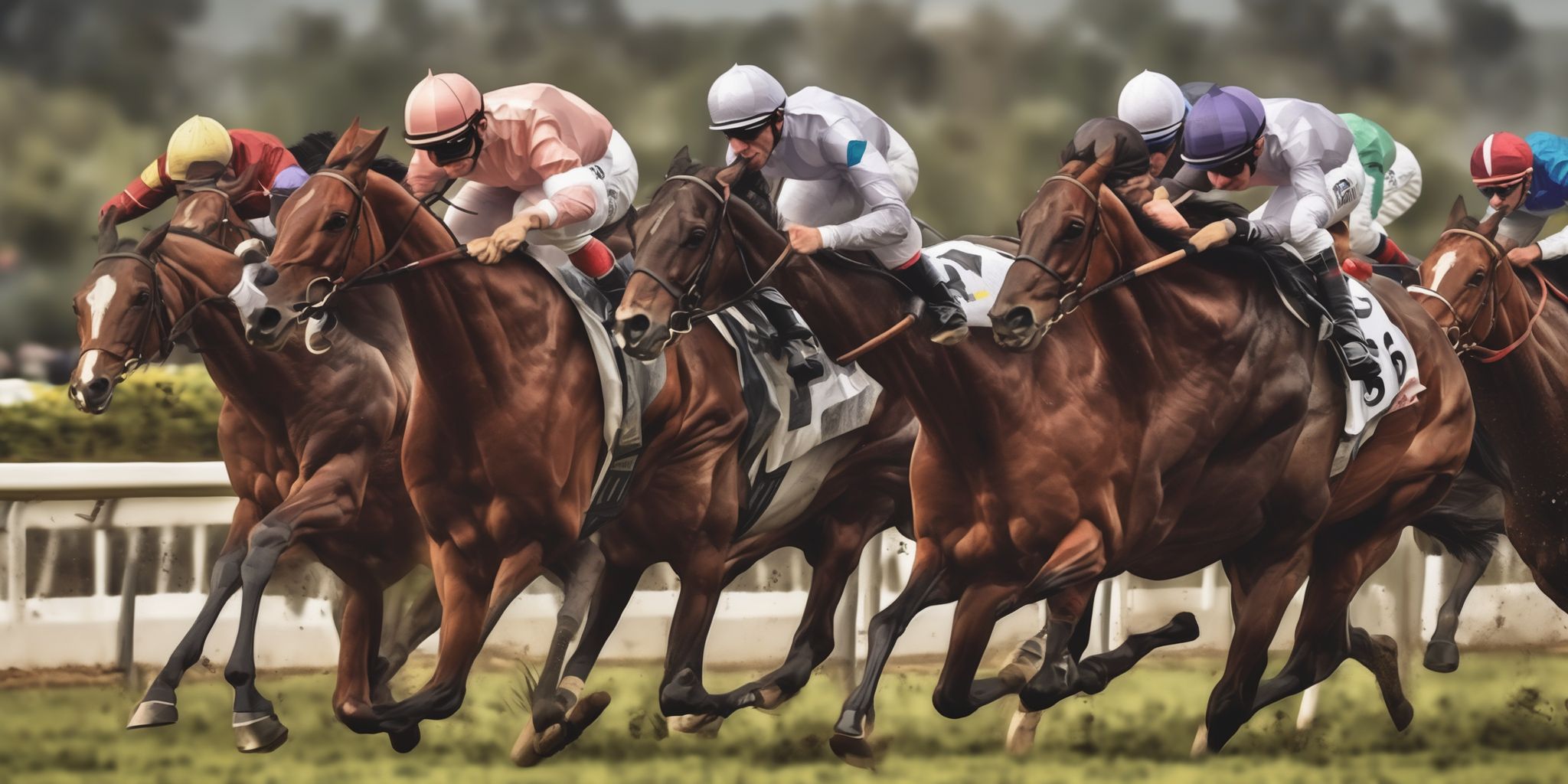 Horse racing  in realistic, photographic style