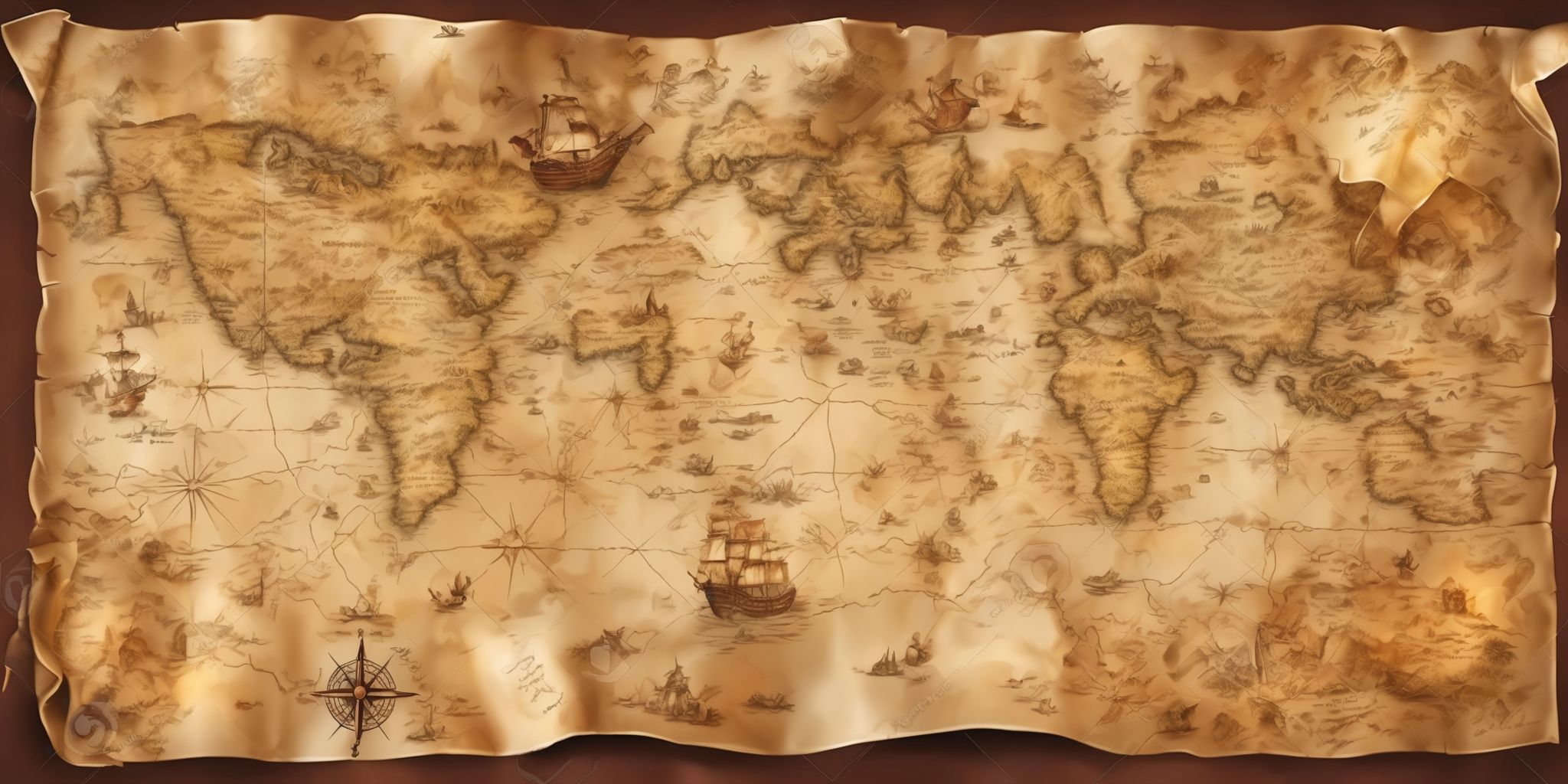 Treasure map  in realistic, photographic style