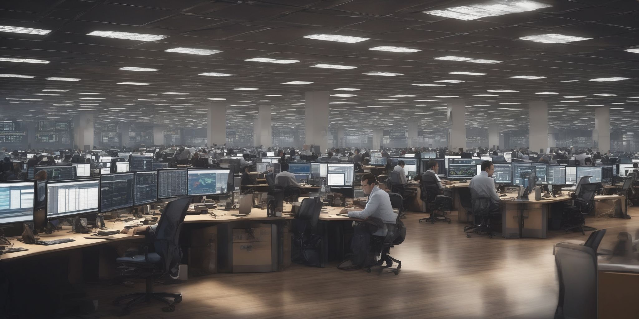 Trading floor  in realistic, photographic style