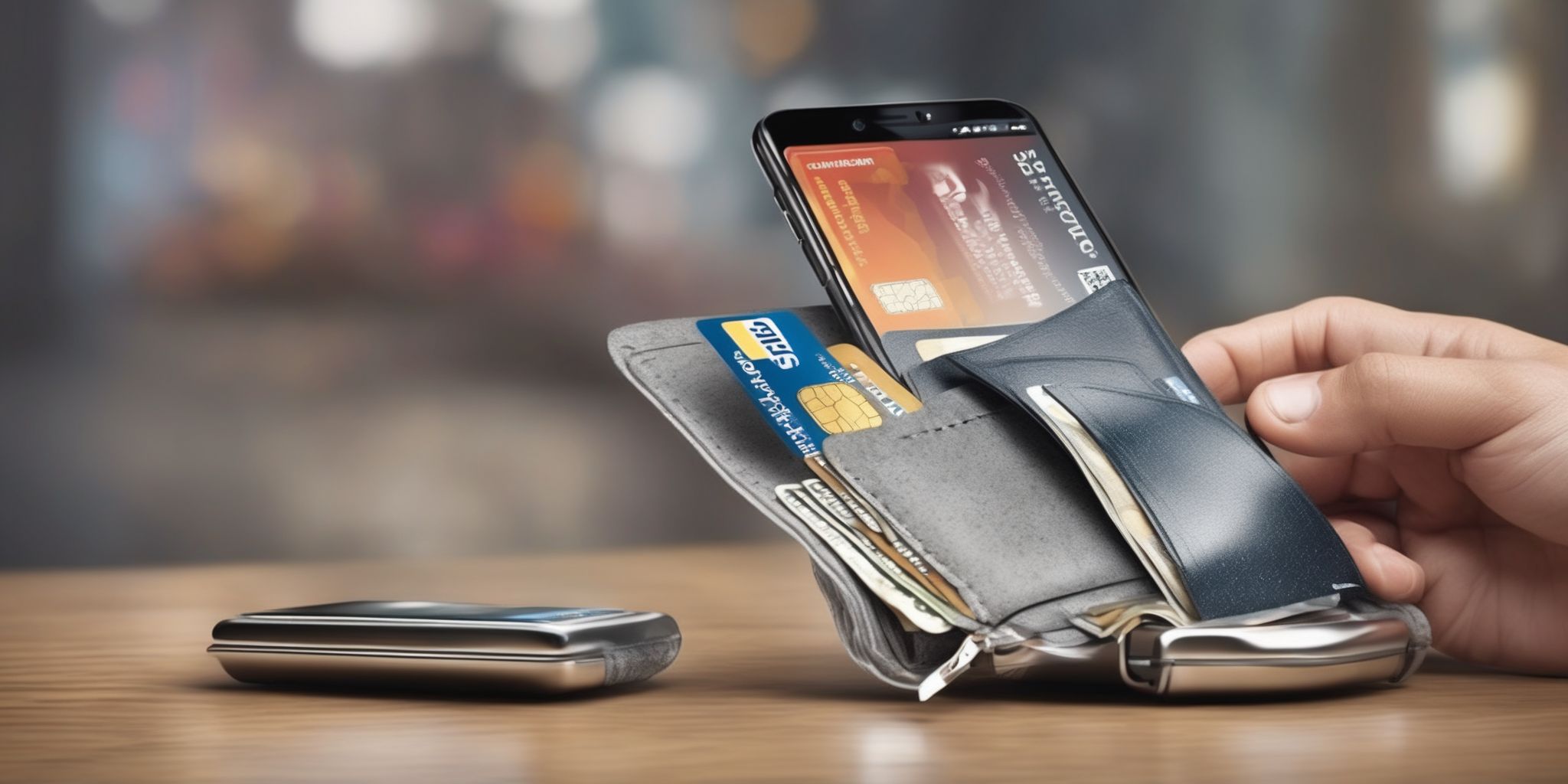 Digital wallet  in realistic, photographic style