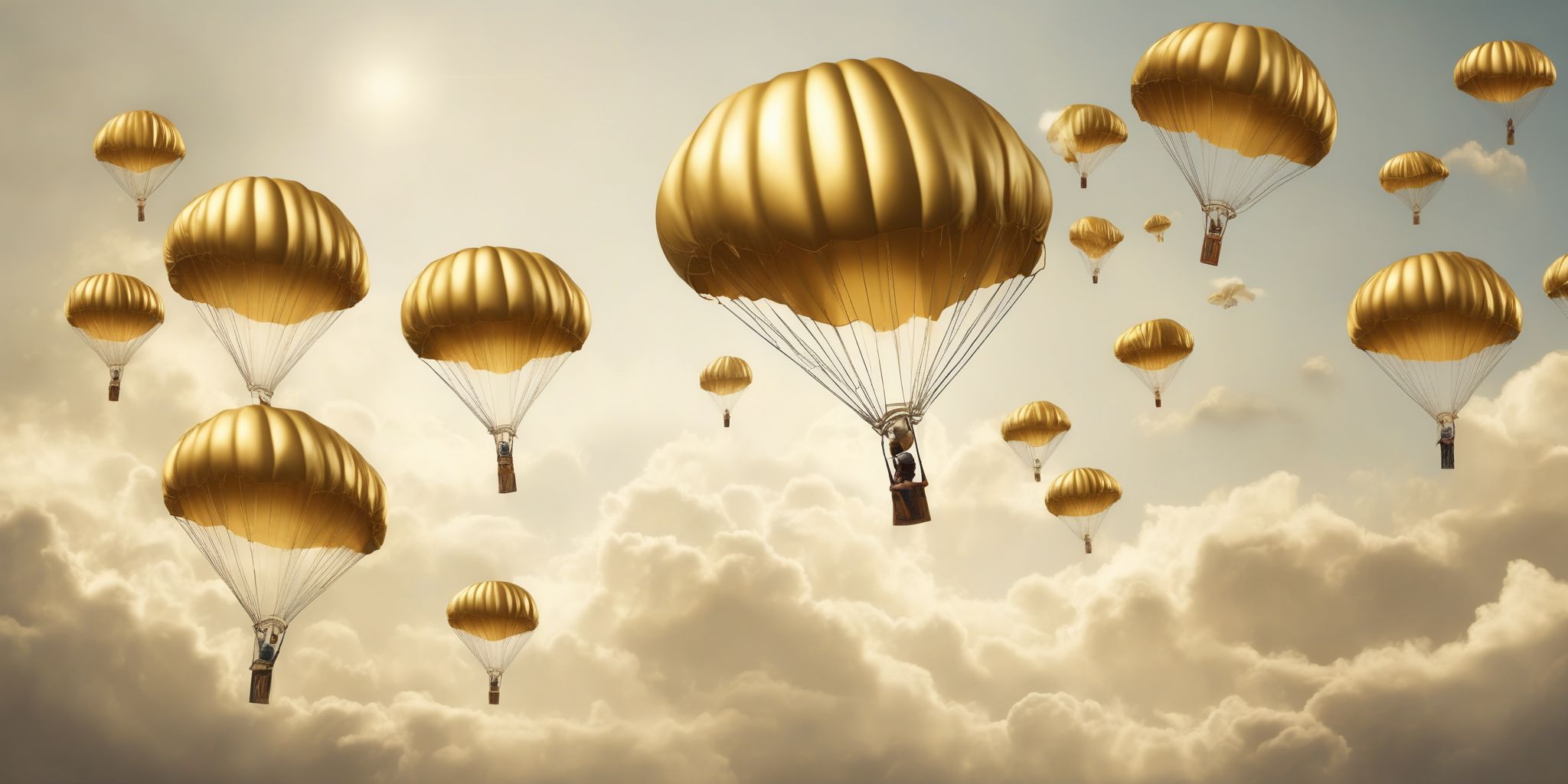 Golden parachute  in realistic, photographic style