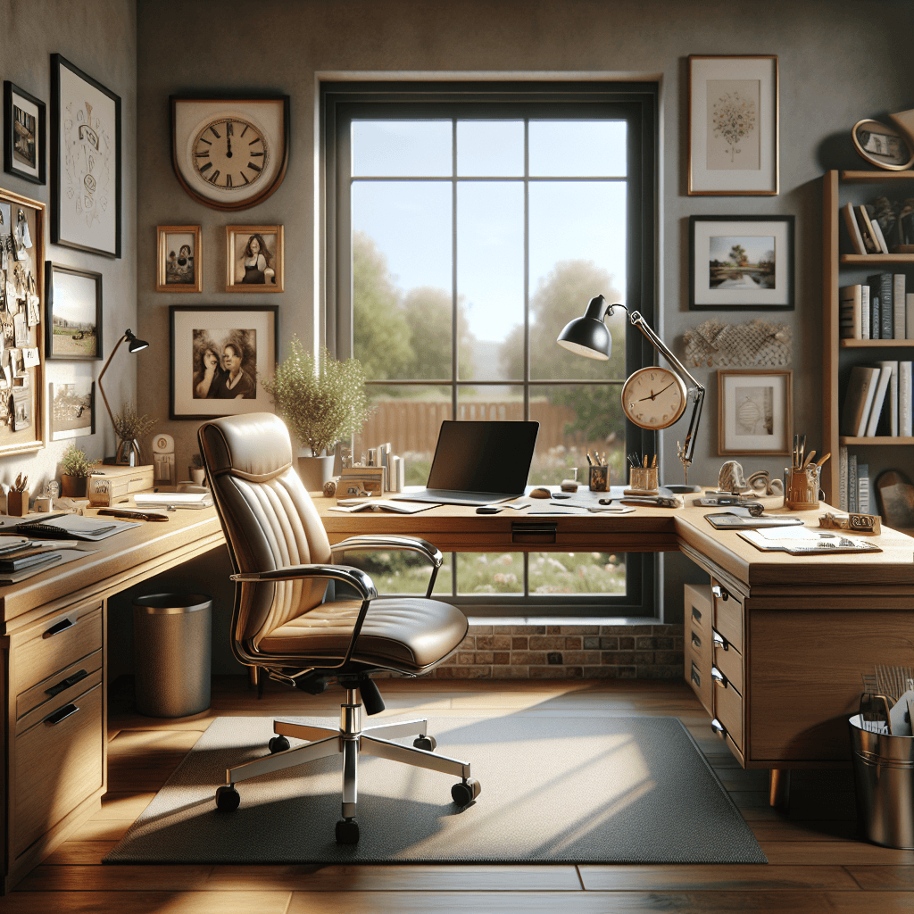 Home office  in realistic, photographic style