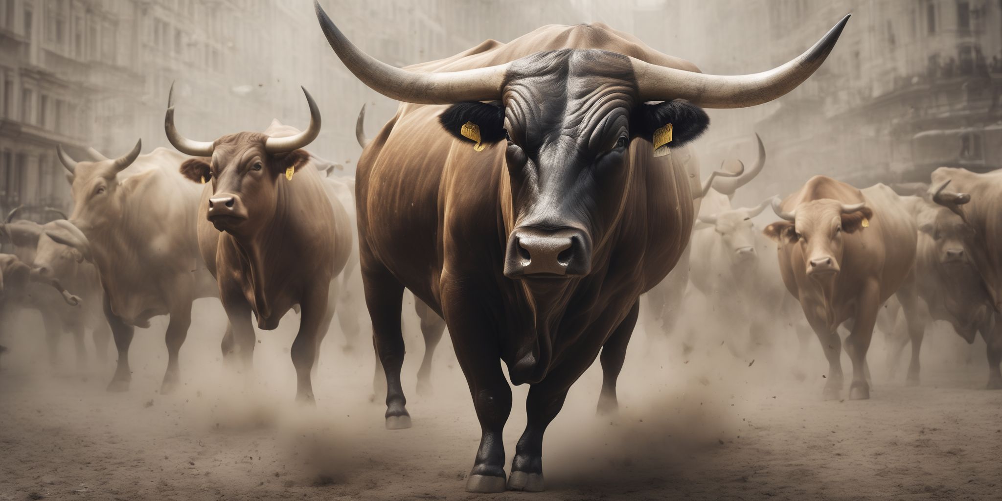 Bull market  in realistic, photographic style