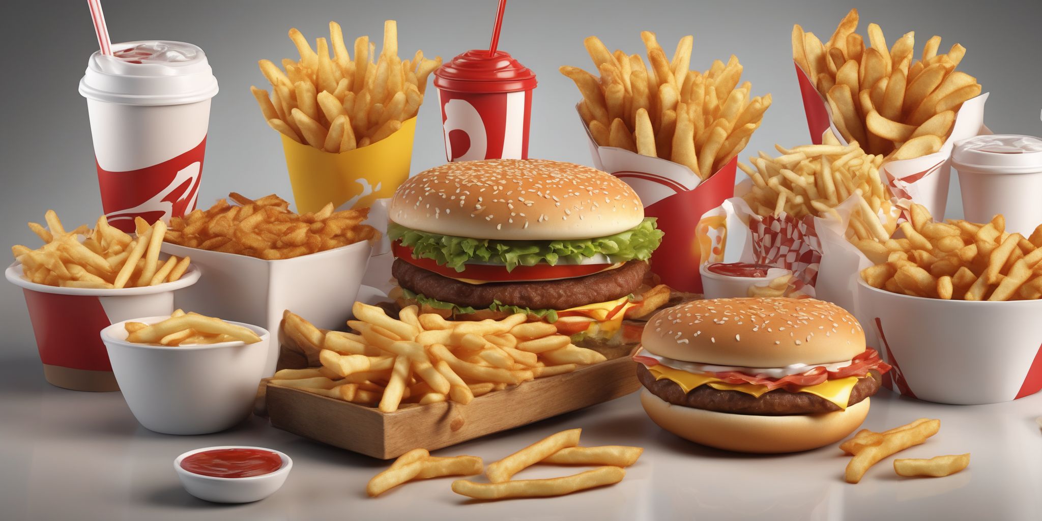 Fast food  in realistic, photographic style