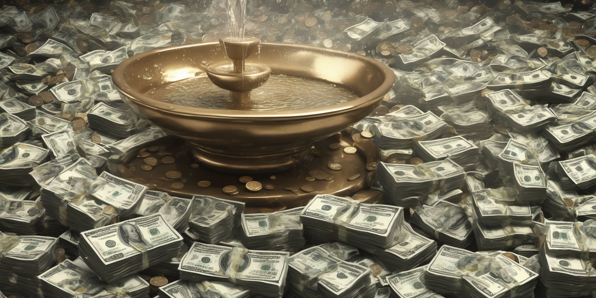 Money fountain  in realistic, photographic style