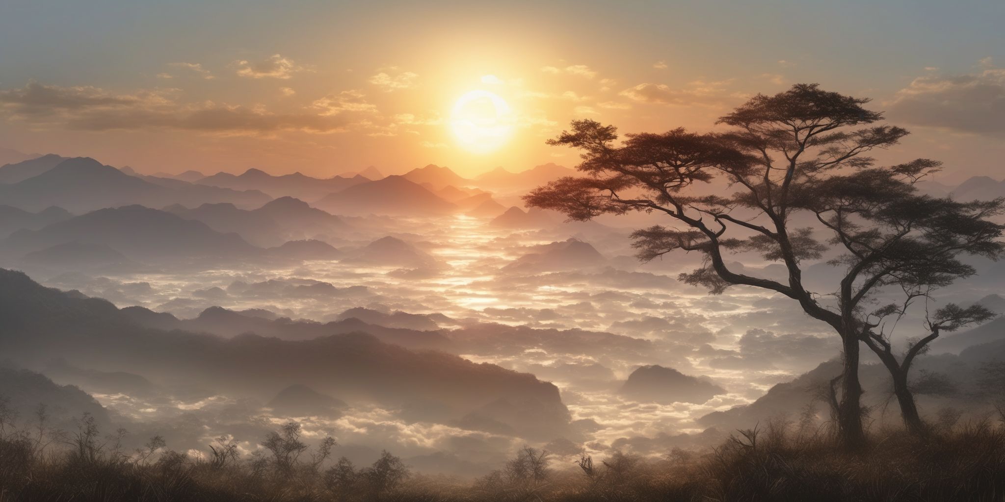 Rising sun  in realistic, photographic style