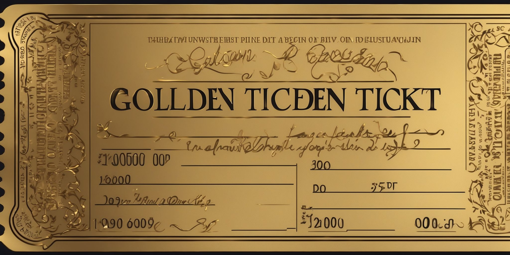 Golden ticket  in realistic, photographic style