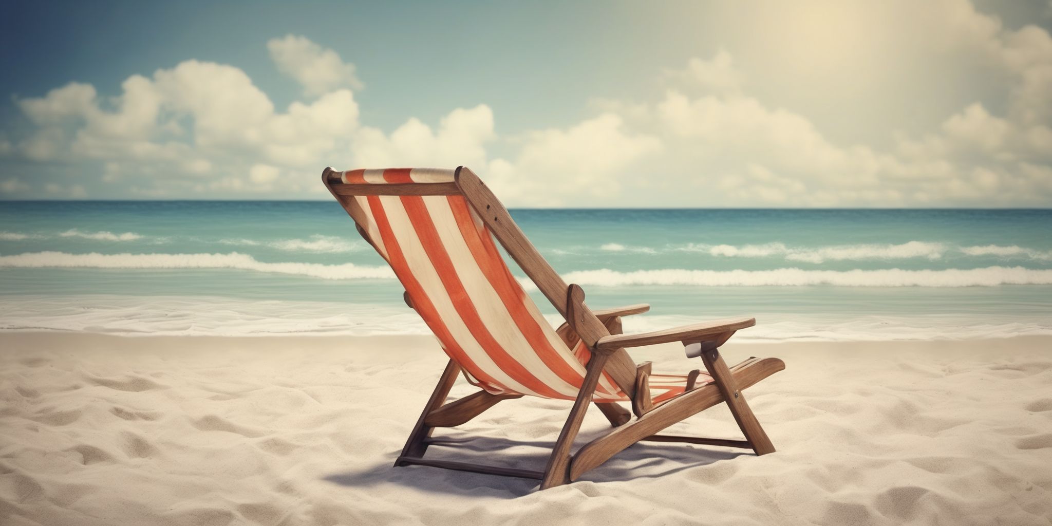 Retirement: Beach chair  in realistic, photographic style